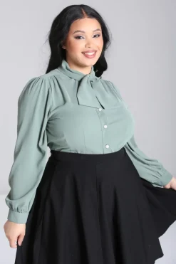 Hell Bunny Mia Blouse Green Best