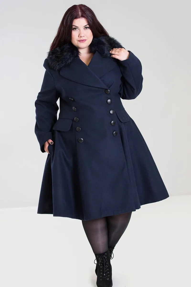 Hell Bunny Milan Coat Navy Outlet
