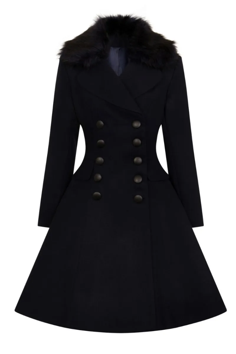 Hell Bunny Milan Coat Navy Outlet