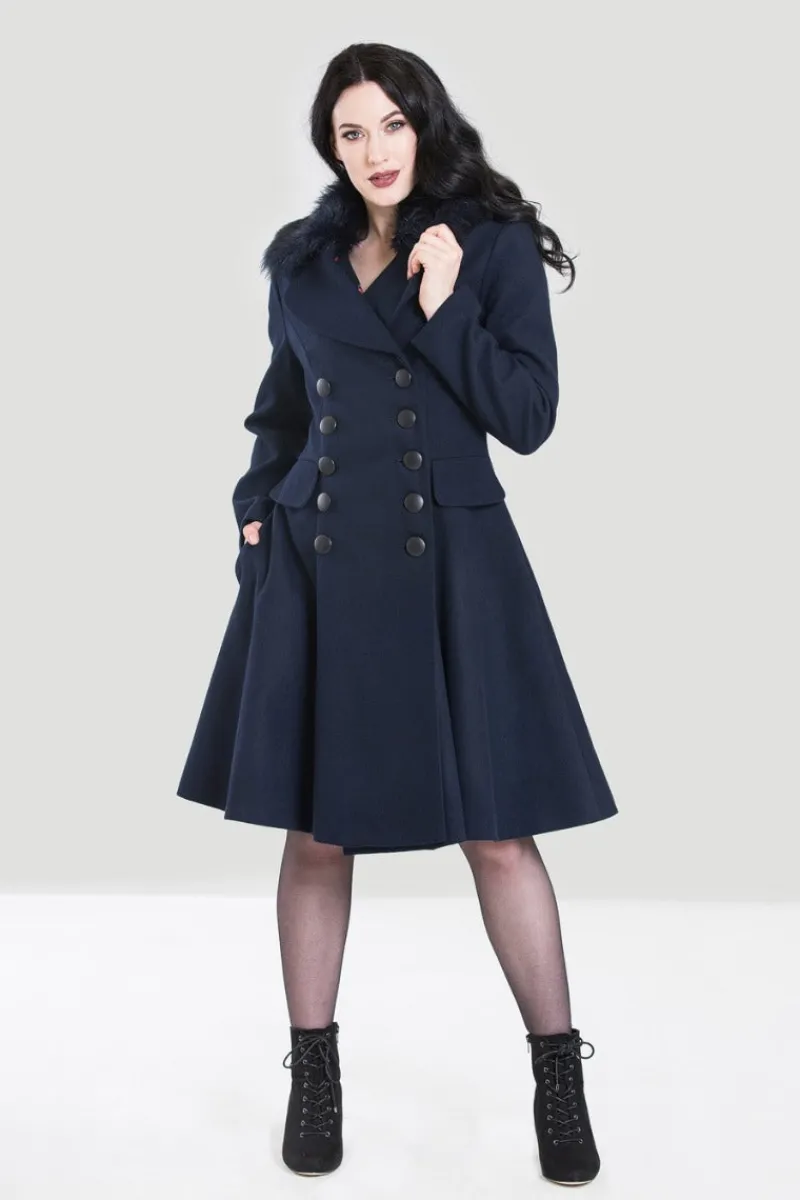 Hell Bunny Milan Coat Navy Outlet