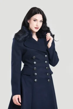 Hell Bunny Milan Coat Navy Outlet