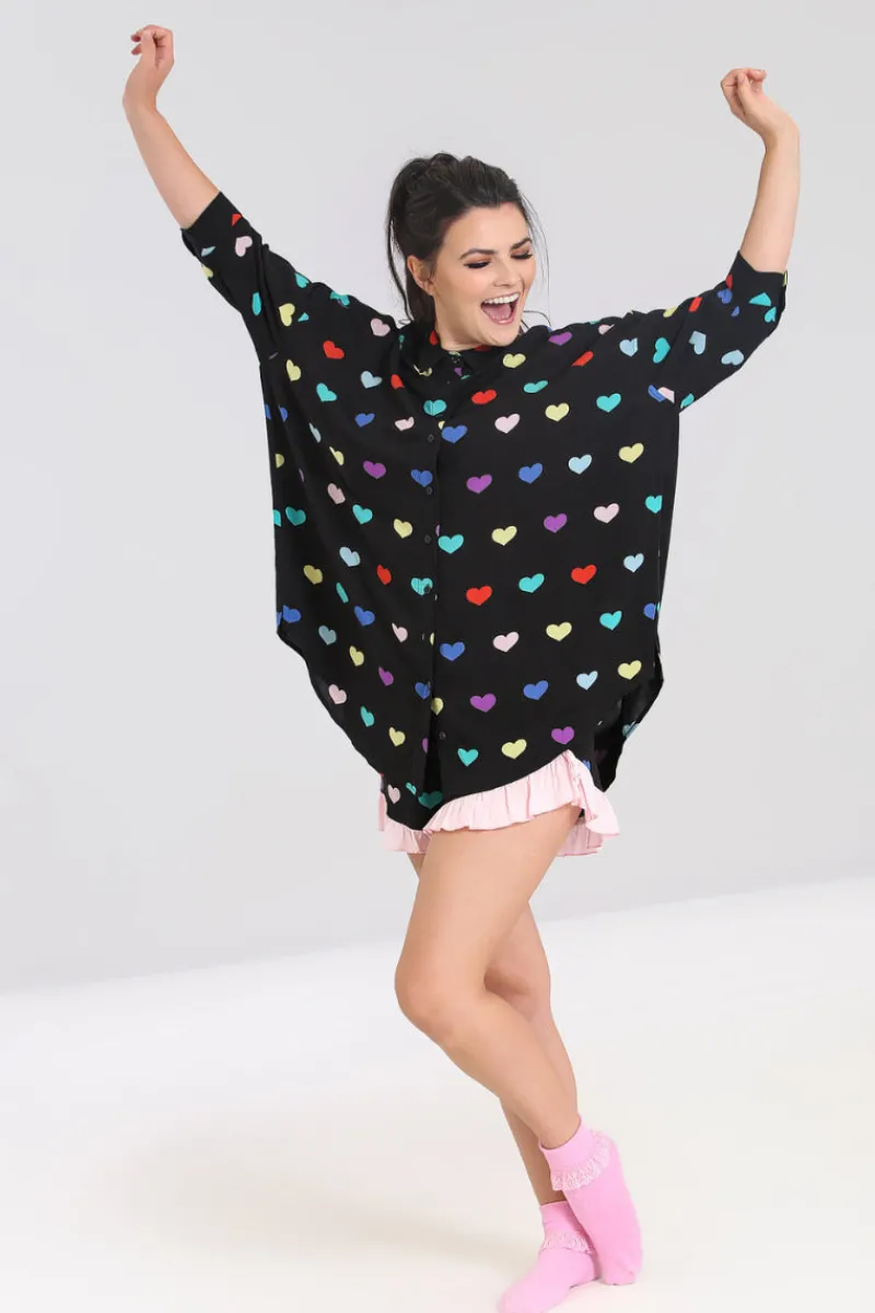 Hell Bunny Mimi Oversized Shirt Black Online