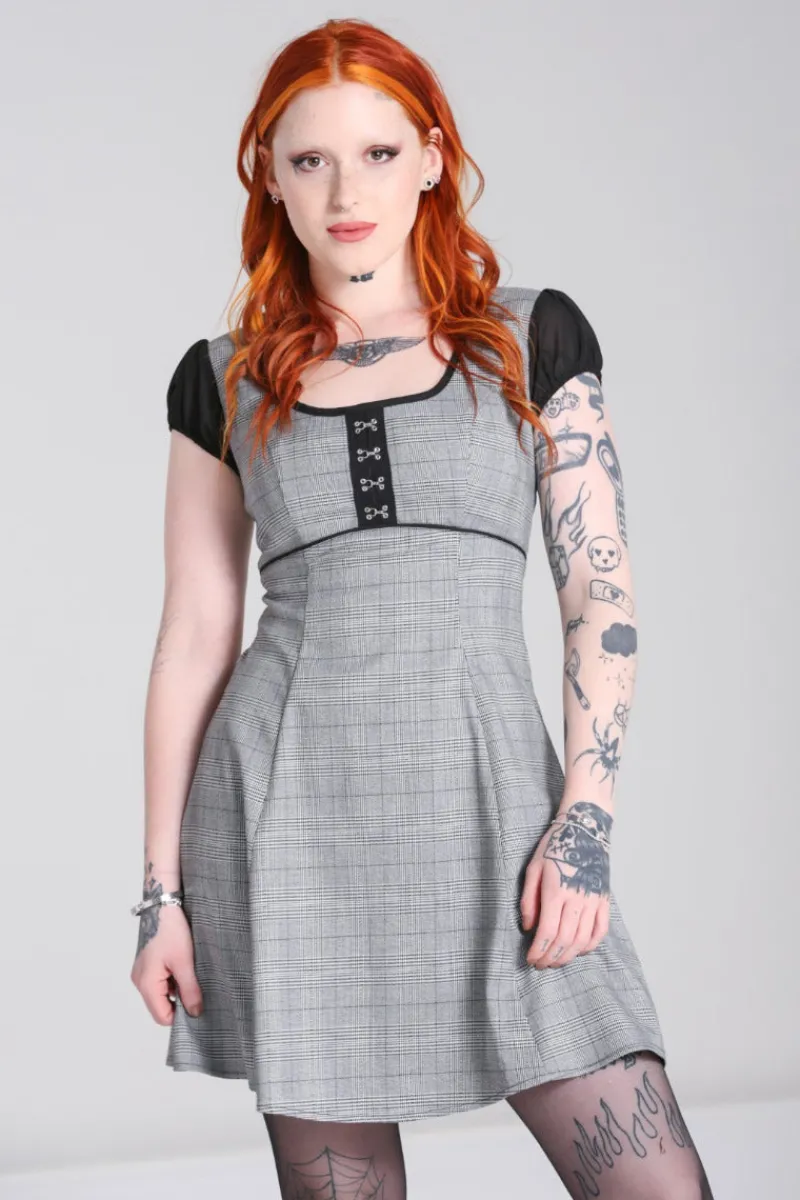 Hell Bunny Mina Mini Dress Grey Discount