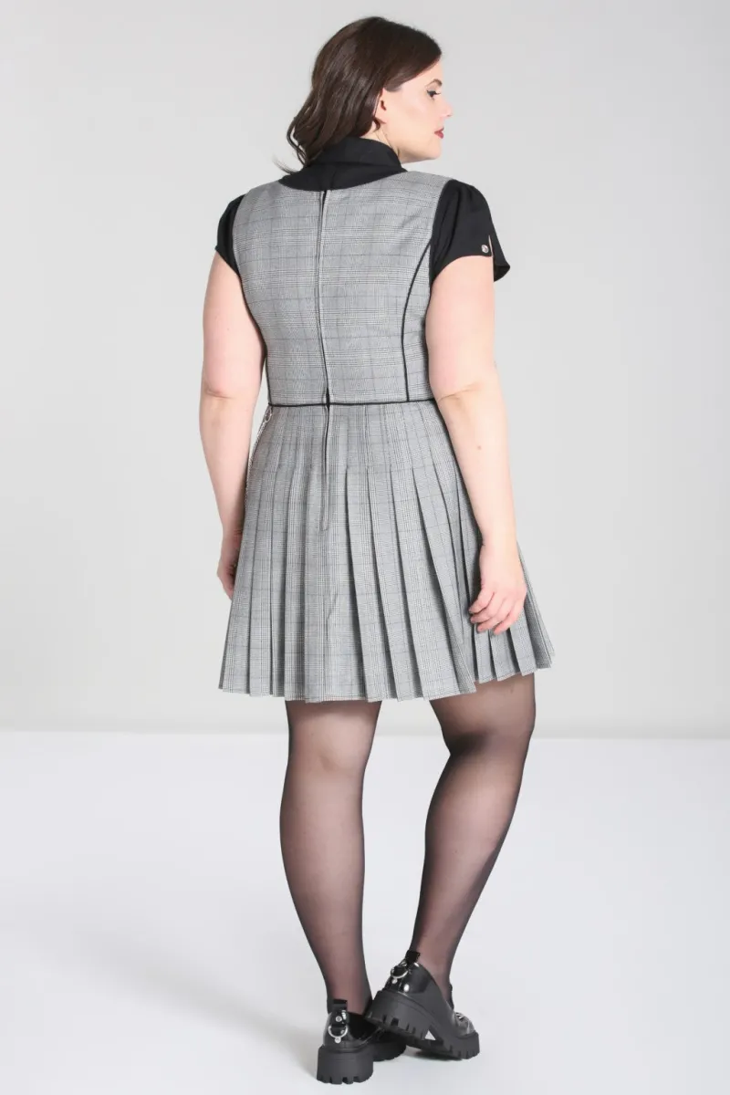 Hell Bunny Mina Pinafore Dress Grey Outlet