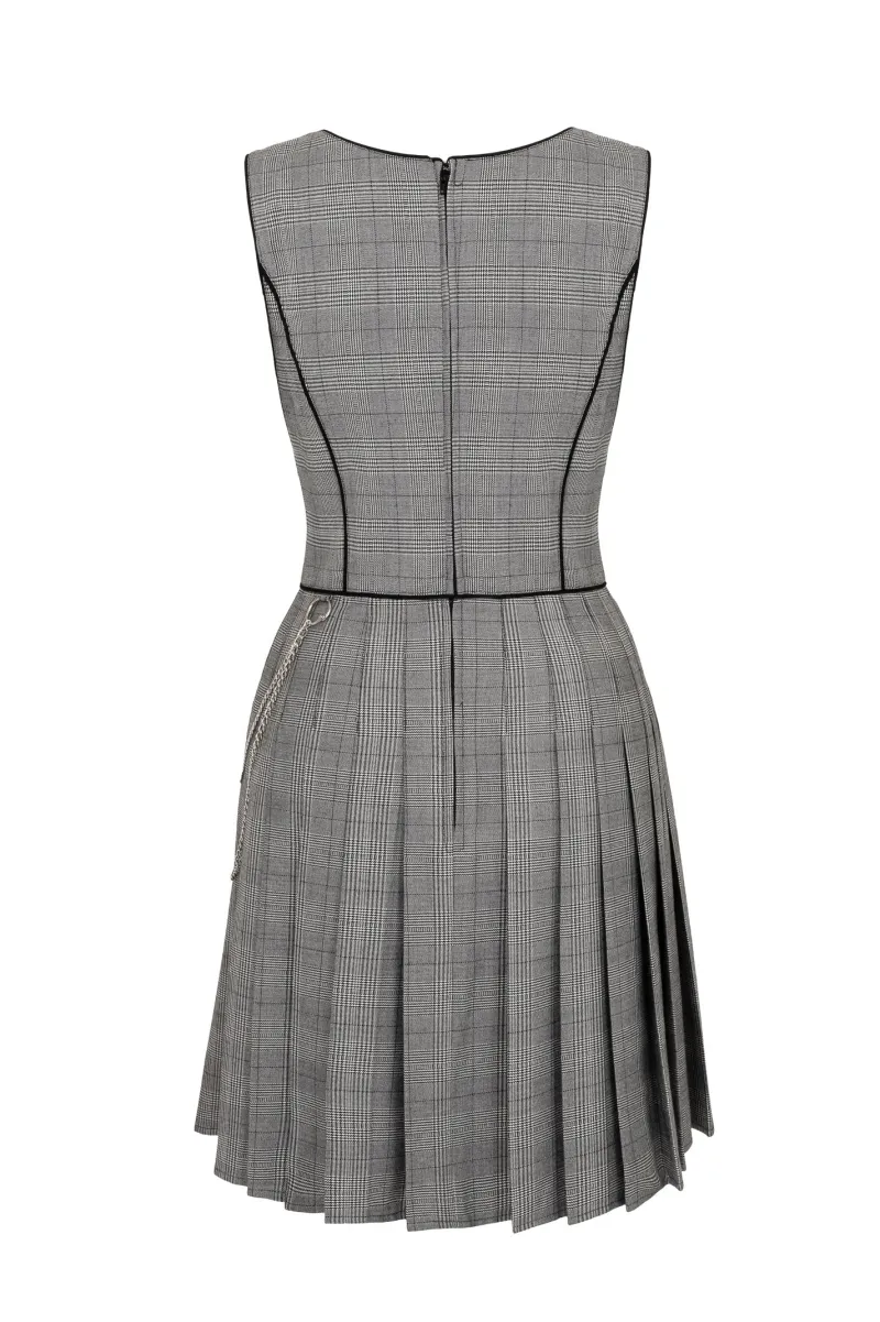 Hell Bunny Mina Pinafore Dress Grey Outlet