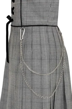 Hell Bunny Mina Pinafore Dress Grey Outlet