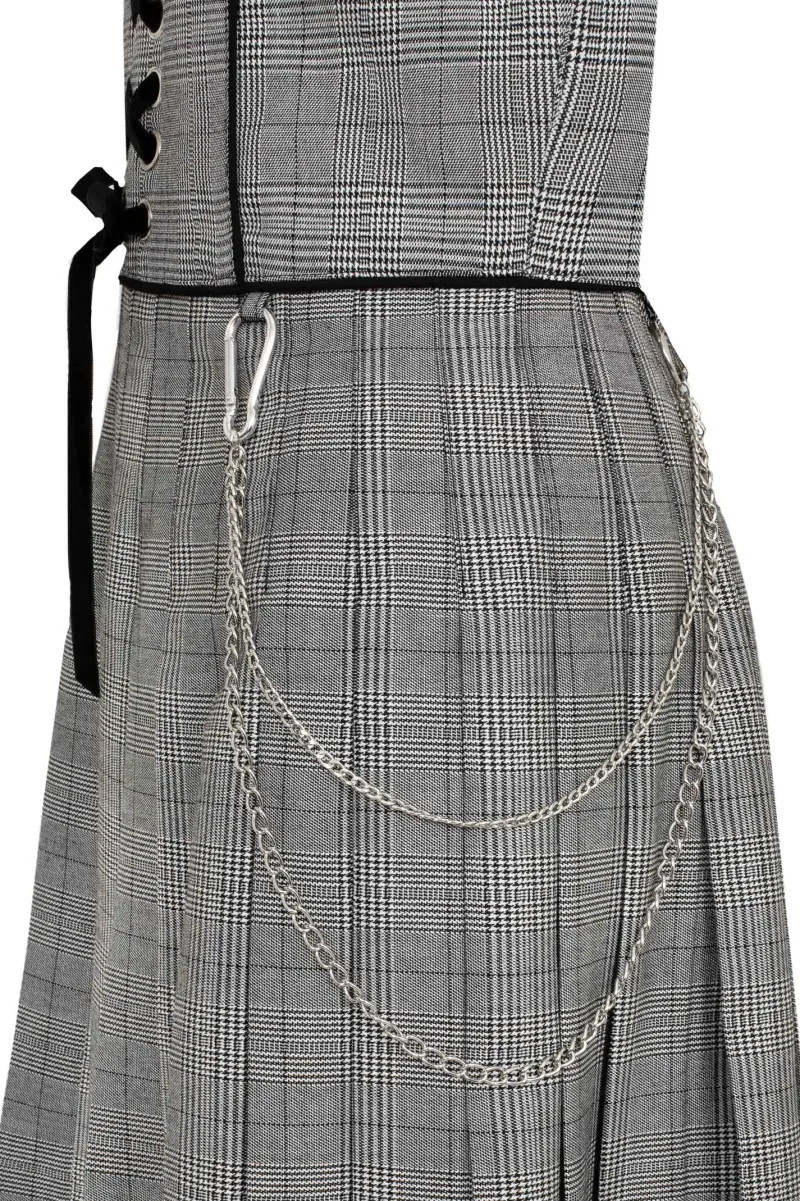Hell Bunny Mina Pinafore Dress Grey Outlet