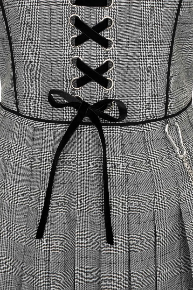 Hell Bunny Mina Pinafore Dress Grey Outlet