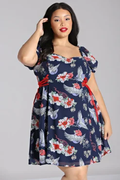 Hell Bunny Misa Mini Dress Navy Clearance