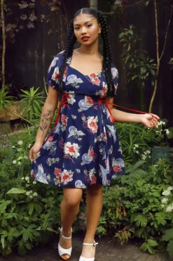 Hell Bunny Misa Mini Dress Navy Clearance