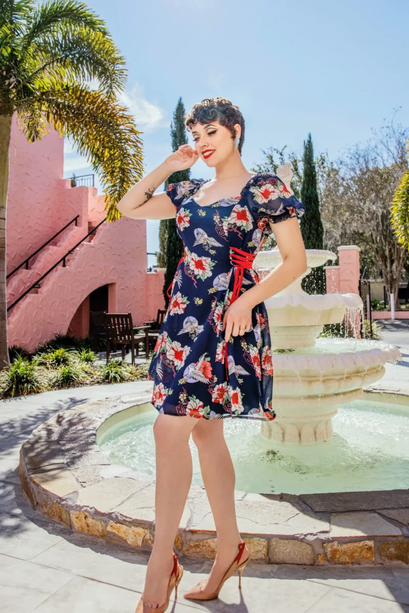 Hell Bunny Misa Mini Dress Navy Clearance