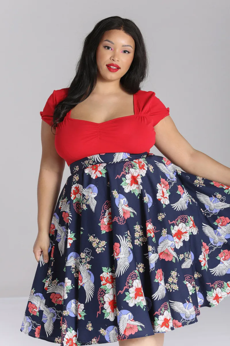 Hell Bunny Misa Skirt Navy Hot