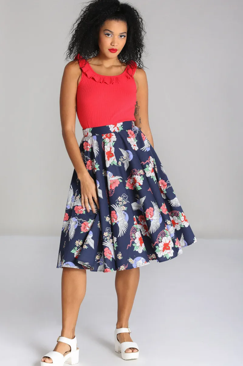Hell Bunny Misa Skirt Navy Hot