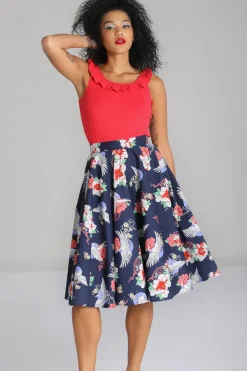 Hell Bunny Misa Skirt Navy Hot