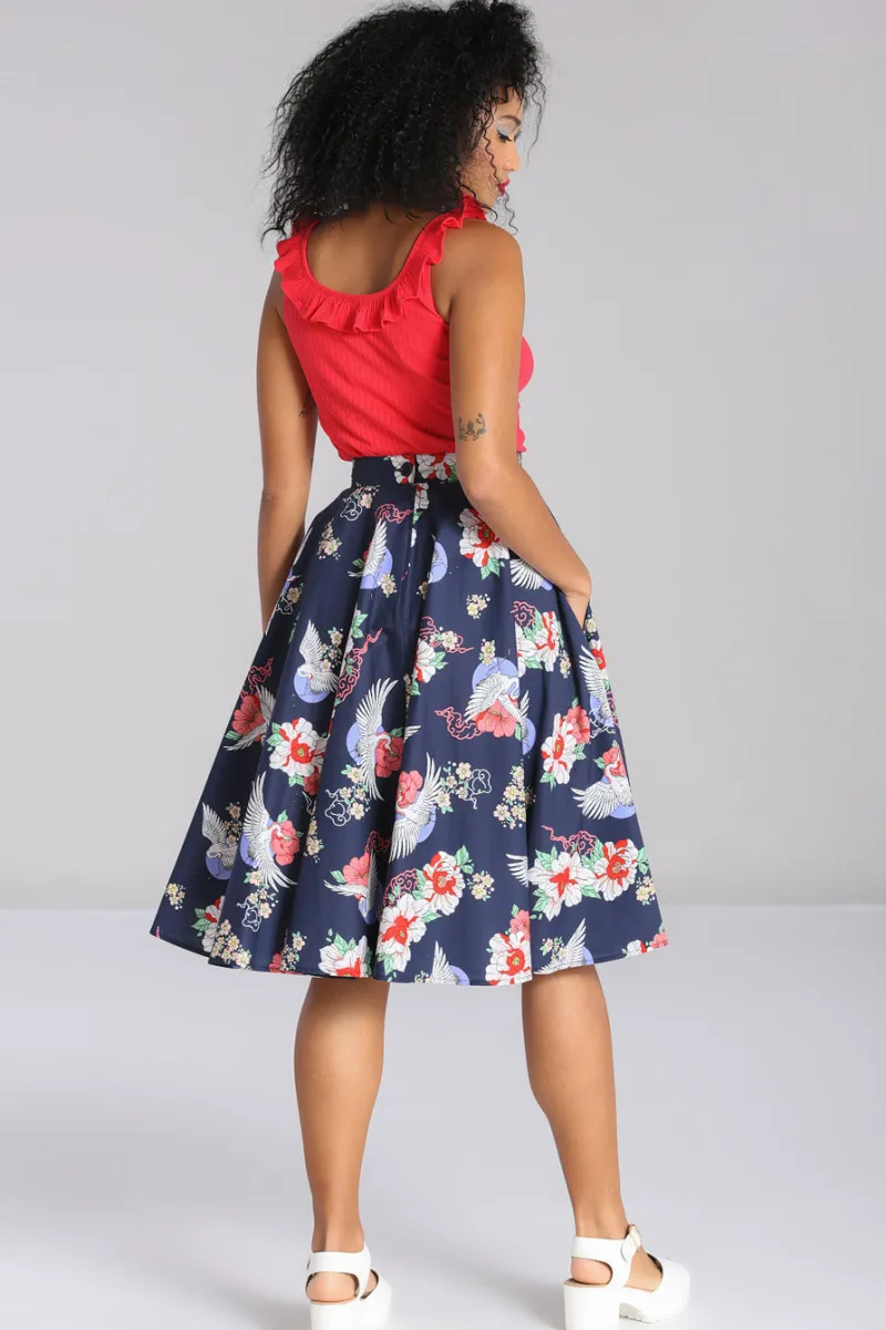 Hell Bunny Misa Skirt Navy Hot