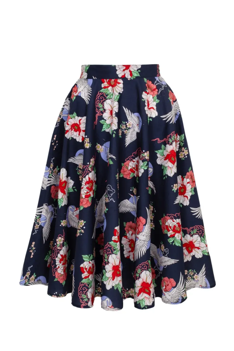 Hell Bunny Misa Skirt Navy Hot