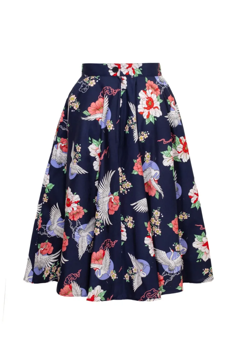 Hell Bunny Misa Skirt Navy Hot