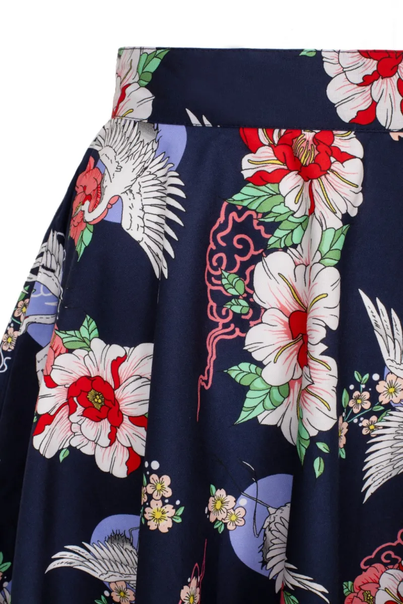 Hell Bunny Misa Skirt Navy Hot