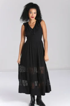 Hell Bunny Mortem Maxi Dress Black New
