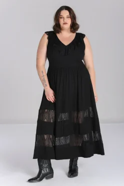 Hell Bunny Mortem Maxi Dress Black New