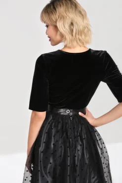 Hell Bunny Morticia Top Black New