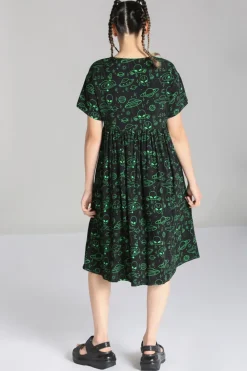 Hell Bunny Mulder Dress Green New