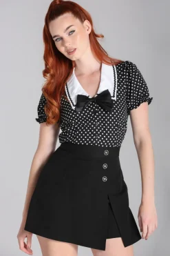 Hell Bunny Naomi Blouse Black/White Outlet