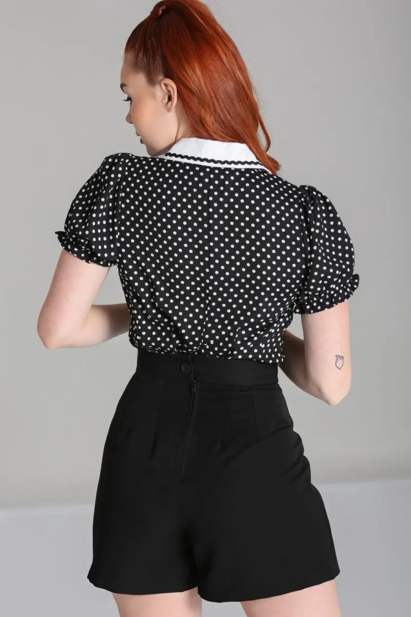 Hell Bunny Naomi Blouse Black/White Outlet