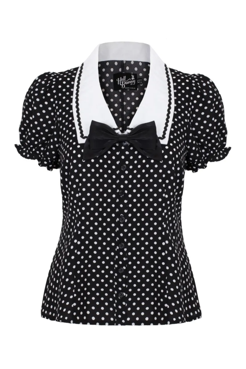 Hell Bunny Naomi Blouse Black/White Outlet