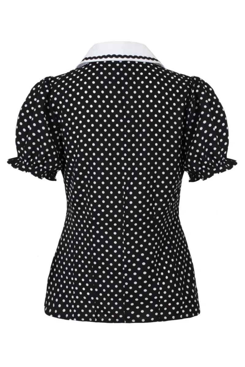 Hell Bunny Naomi Blouse Black/White Outlet