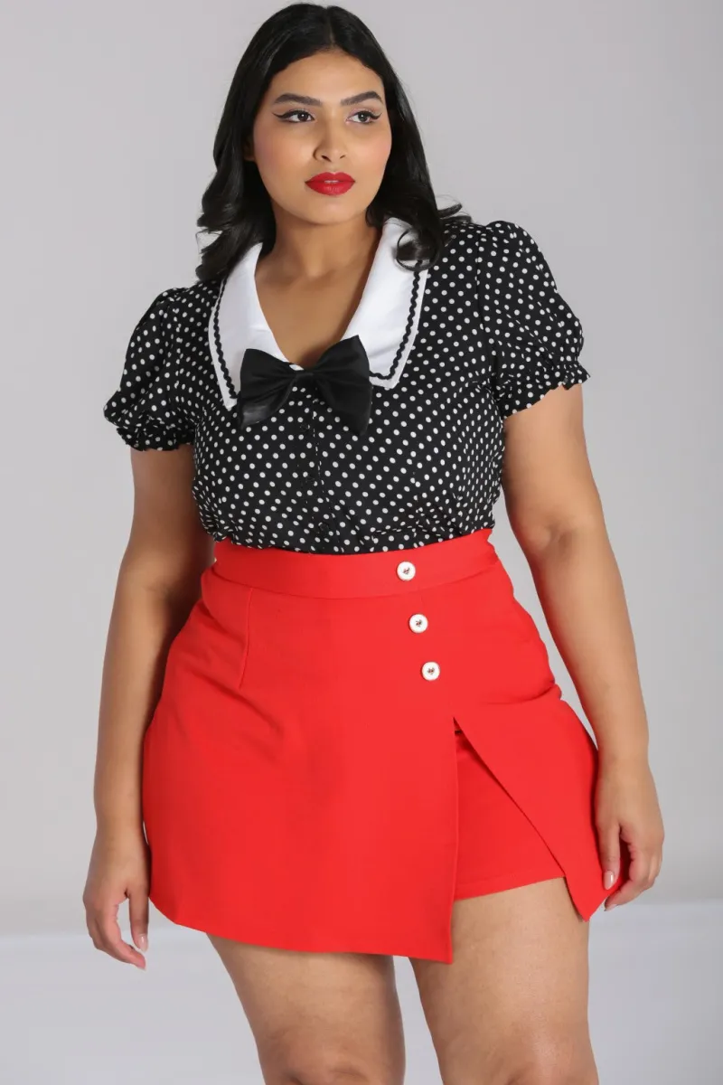 Hell Bunny Naomi Blouse Black/White Outlet