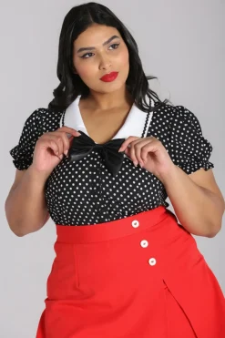 Hell Bunny Naomi Blouse Black/White Outlet