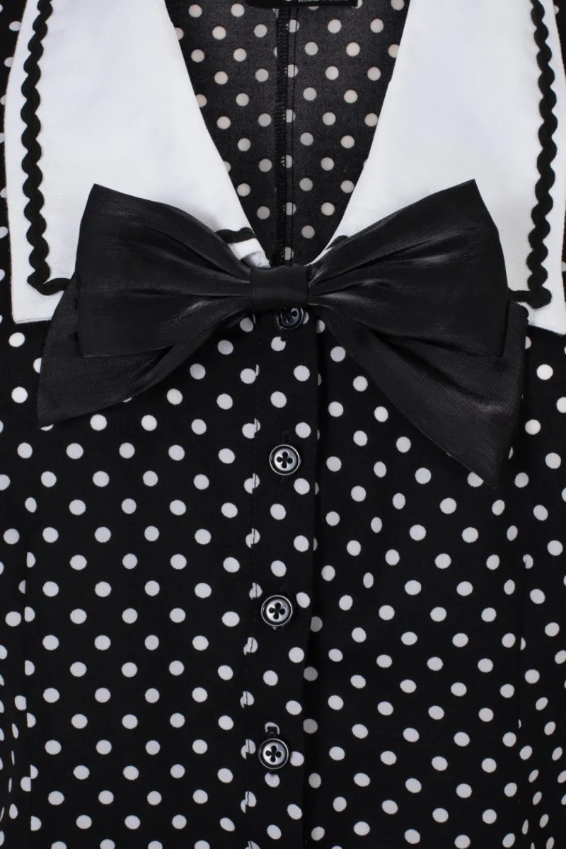 Hell Bunny Naomi Blouse Black/White Outlet