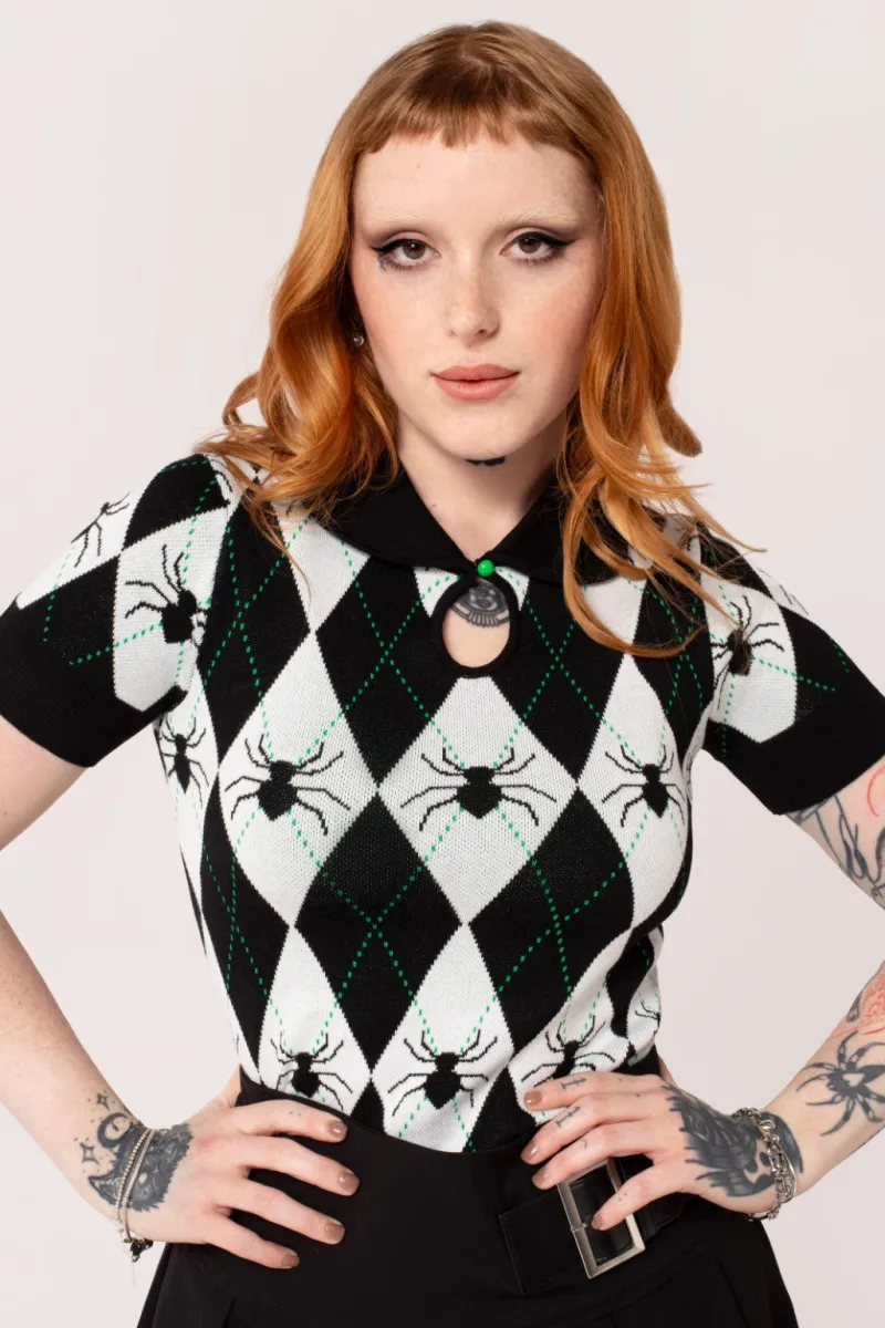 Hell Bunny Natasha Top Black/White Hot