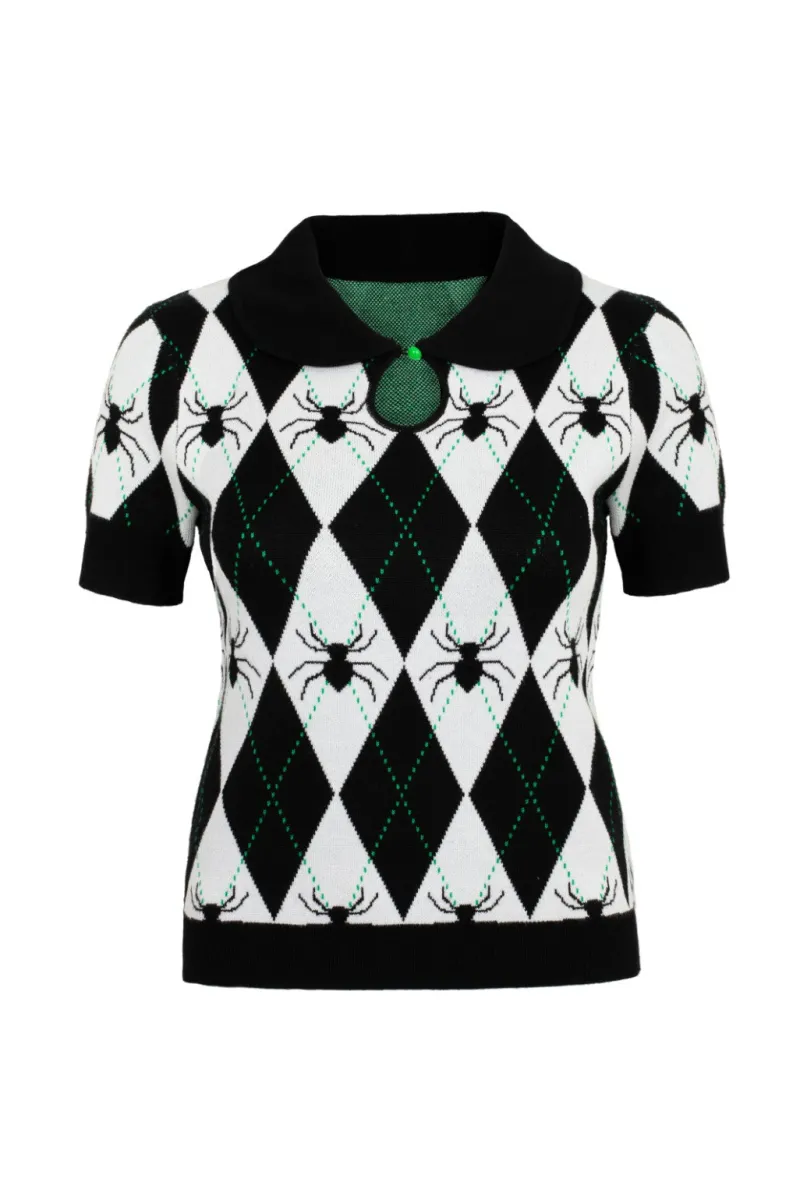 Hell Bunny Natasha Top Black/White Hot