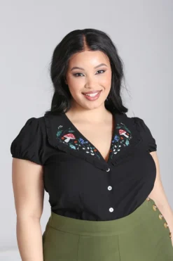 Hell Bunny Natura Blouse Black New