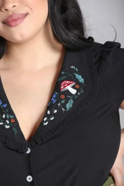 Hell Bunny Natura Blouse Black New