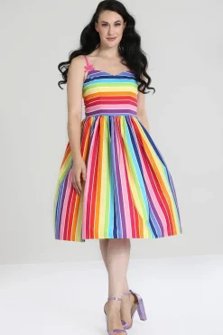 Hell Bunny New Over The Rainbow Dress MultiColour Hot