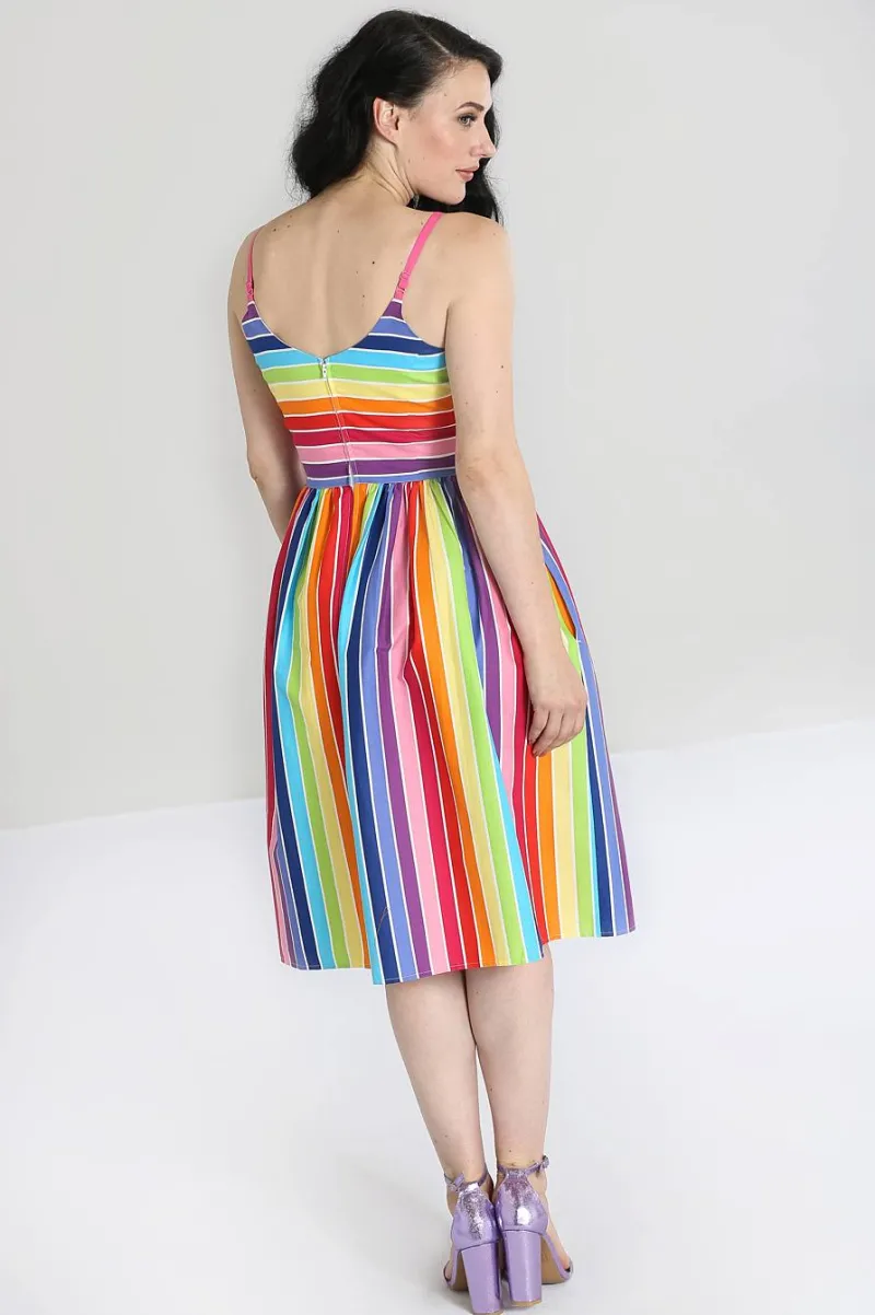 Hell Bunny New Over The Rainbow Dress MultiColour Hot
