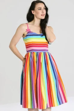 Hell Bunny New Over The Rainbow Dress MultiColour Hot