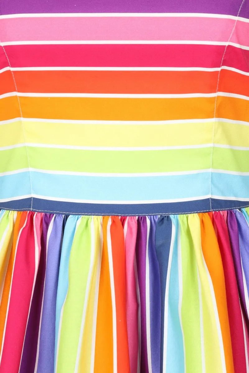 Hell Bunny New Over The Rainbow Dress MultiColour Hot