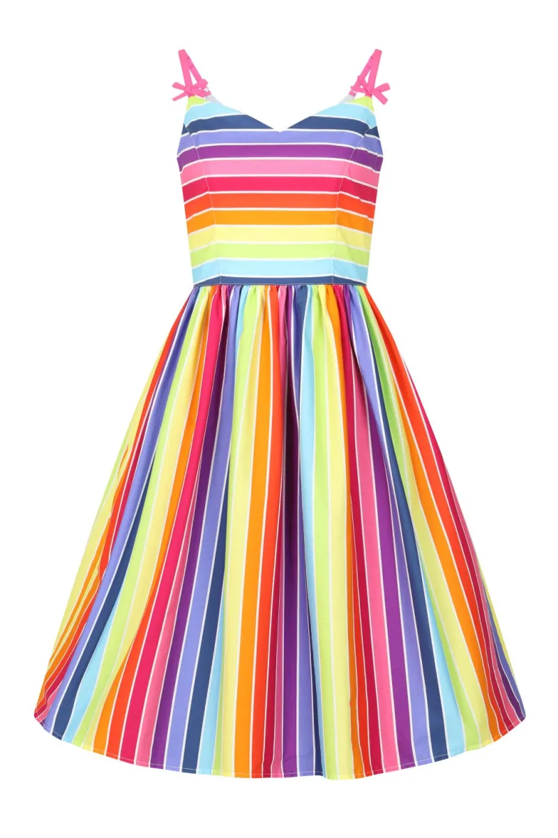 Hell Bunny New Over The Rainbow Dress MultiColour Hot