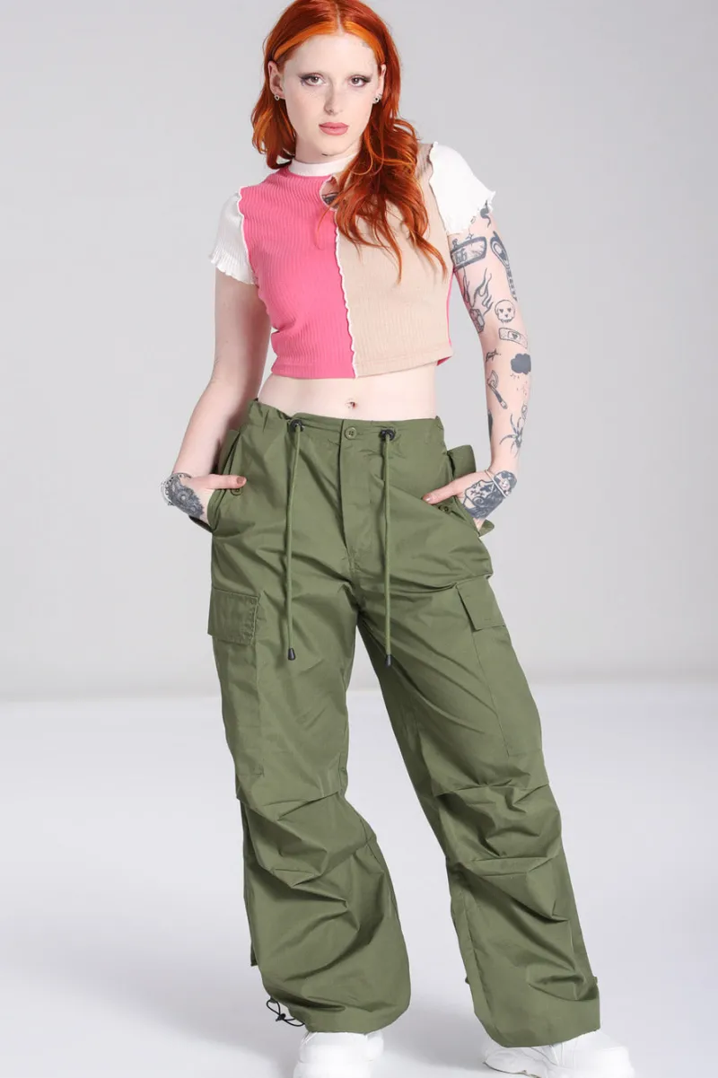 Hell Bunny Nickel Trousers Green New