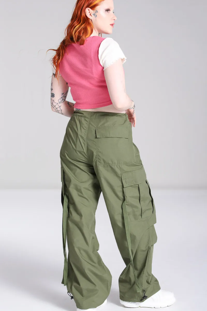 Hell Bunny Nickel Trousers Green New