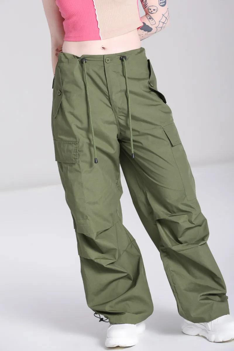 Hell Bunny Nickel Trousers Green New