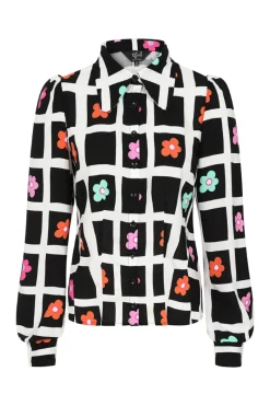 Hell Bunny Oopsie Daisy Blouse Black Hot