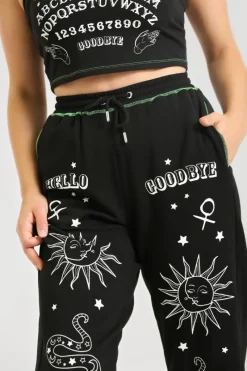 Hell Bunny Ouija Joggers Black New