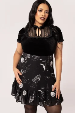 Hell Bunny Over The Moon Skirt Black Clearance