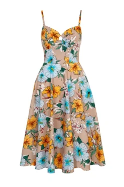 Hell Bunny Pattaya Dress Beige Outlet