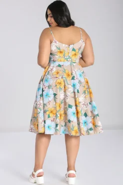 Hell Bunny Pattaya Dress Beige Outlet